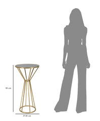 Table ronde Nouveau métal doré et verre miroir