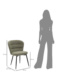 Chaise Losanna tissu vert pieds métal noir (ensemble de 2)