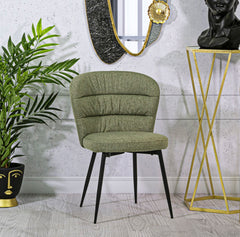 Chaise Losanna tissu vert pieds métal noir (ensemble de 2)