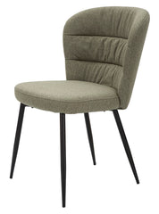 Chaise Losanna tissu vert pieds métal noir (ensemble de 2)