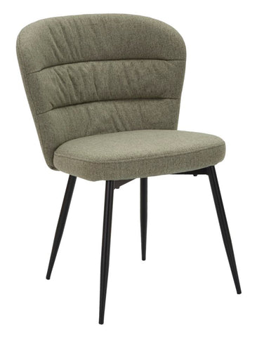 Chaise Losanna tissu vert pieds métal noir (ensemble de 2)