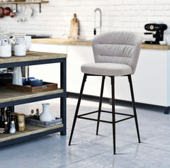 Tabouret de bar Losanna Tissu gris pieds et repose-pieds métal Noir Ensemble 2 pz