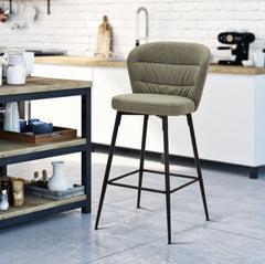 Tabouret de bar rembourré Losanna Vert pieds métal Noir (set de 2)