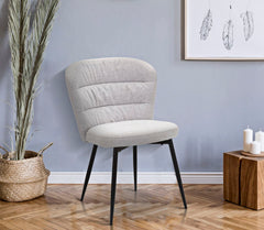 Chaise Losanna tissu gris pieds métal noir (set de 2)