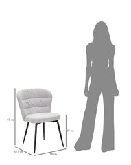Chaise Losanna tissu gris pieds métal noir (set de 2)