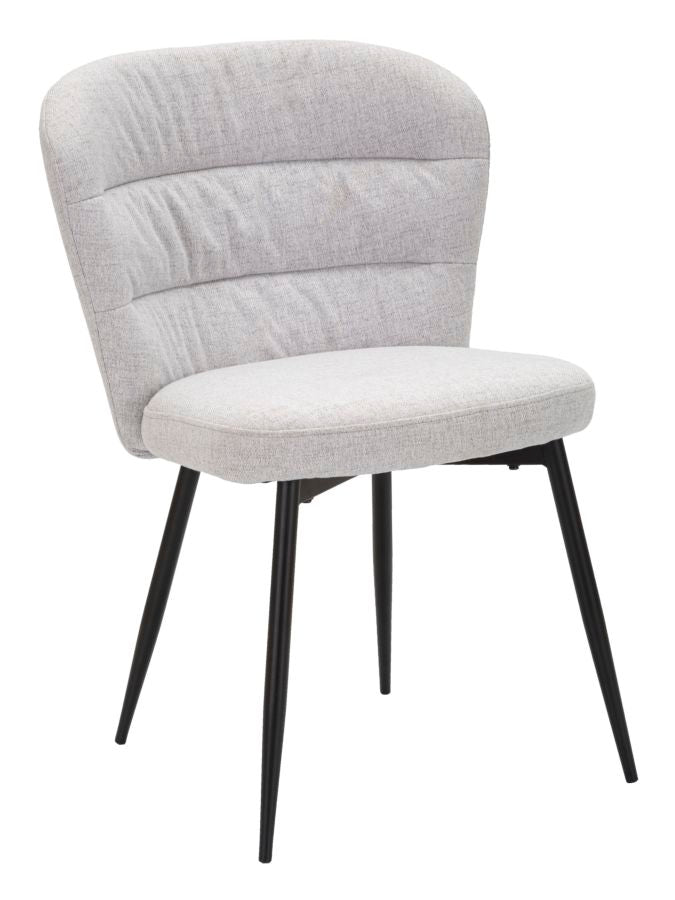 Chaise Losanna tissu gris pieds métal noir (set de 2)