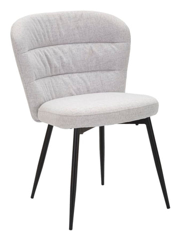 Chaise Losanna tissu gris pieds métal noir (set de 2)