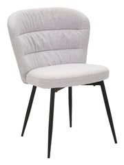 Chaise Losanna tissu gris pieds métal noir (set de 2)