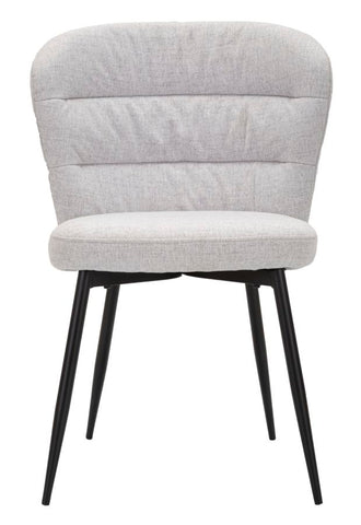 Chaise Losanna tissu gris pieds métal noir (set de 2)