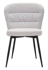 Chaise Losanna tissu gris pieds métal noir (set de 2)