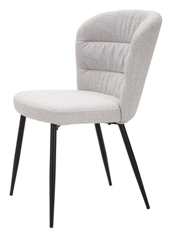 Chaise Losanna tissu gris pieds métal noir (set de 2)