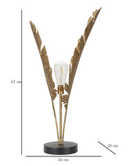 Lampe de table métal doré design feuilles de palmier base ronde