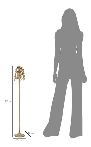 Portavelas de metal dorado con adornos florales