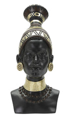 Statue femme Masaï coiffe et bijoux décoratifs