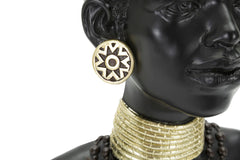 Statue femme Masaï coiffe et bijoux décoratifs