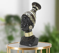 Statue femme Masaï coiffe et bijoux décoratifs