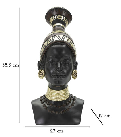 Statue femme Masaï coiffe et bijoux décoratifs