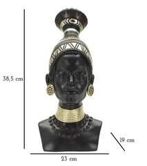 Statue femme Masaï coiffe et bijoux décoratifs