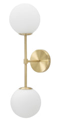 Applique murale Glamour métal doré 2 lumières sphères en verre blanc