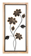 Panneau mural décoratif 3D en métal et bois Girish bois naturel et métal noir