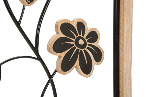 Panneau mural décoratif 3D en métal et bois Girish bois naturel et métal noir