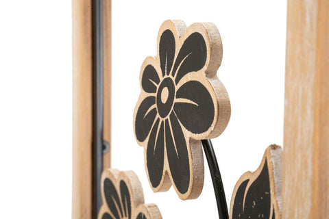 Panneau mural décoratif 3D en métal et bois Girish bois naturel et métal noir