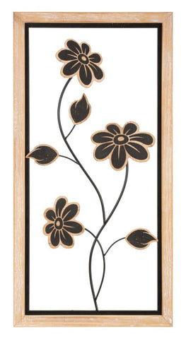 Panneau mural décoratif Girish métal et bois