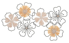Panneau mural décoratif 3D en métal et bois fleurs