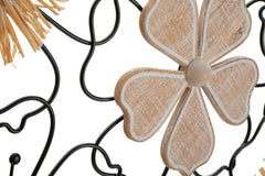Panneau mural décoratif 3D en métal et bois fleurs