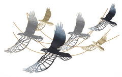 Panneau mural décoratif en métal Oiseau 3D multicolore