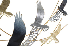 Panneau mural décoratif en métal Oiseau 3D multicolore