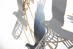 Panneau mural décoratif en métal Oiseau 3D multicolore