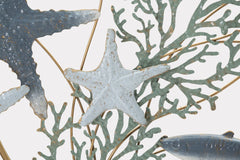 Panneau mural décoratif métal 3D étoile de mer et récif corallien