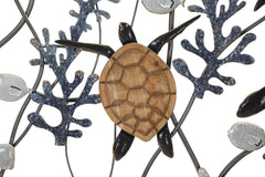 Panneau mural décoratif Tortue en métal 3D et coraux