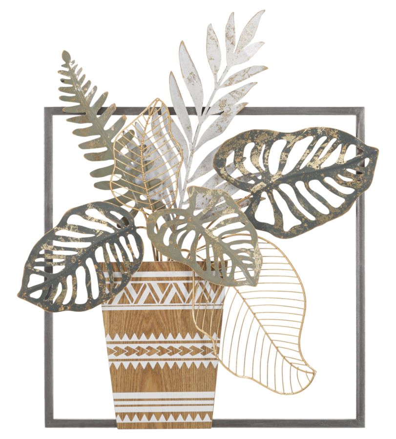 Panneau mural décoratif en métal Vaso 3D avec cadre carré