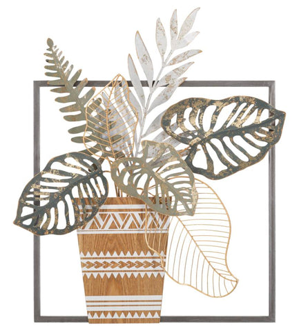 Panneau mural décoratif en métal Vaso 3D avec cadre carré