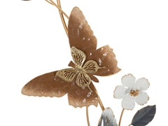 Panneau mural décoratif en métal fleurs et papillons 3D