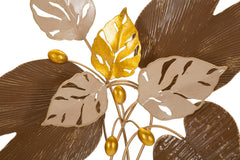 Panneau mural décoratif en métal 3D cadre doré feuilles colorées