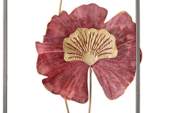 Panneau mural décoratif en métal 3D Lobo Fleurs colorées cadre rectangulaire argenté