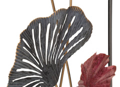 Panneau mural décoratif en métal 3D Lobo Fleurs colorées cadre rectangulaire argenté