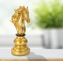 Statue Cheval doré décorations noires