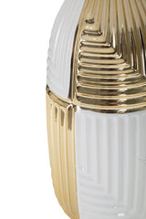 Lampe de table Glam Line Céramique Blanche et Dorée abat-jour Tissu Blanc