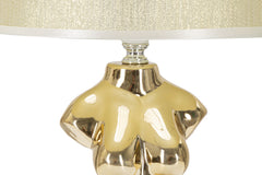 Lampe de table Glam Woman céramique dorée abat-jour tissu beige