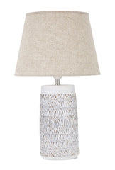 Lampe de table Nairobi résine avec abat-jour en tissu beige