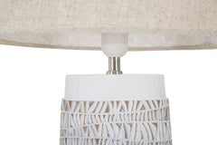 Lampe de table Nairobi résine avec abat-jour en tissu beige