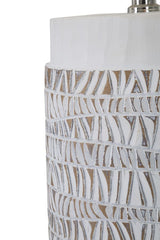 Lampe de table Nairobi résine avec abat-jour en tissu beige