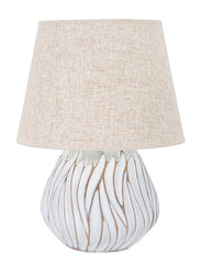 Lampe de table Honduras Résine décorations linéaires Abat-jour en tissu Beige