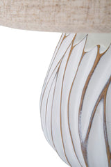 Lampe de table Honduras Résine décorations linéaires Abat-jour en tissu Beige