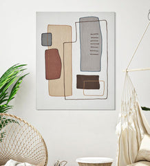 Peinture sur toile abstraite avec cadre en bois