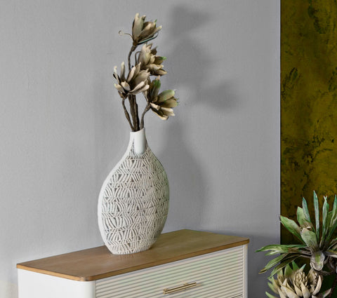 Vase décoratif Nairobi Polyresin Blanc et Beige